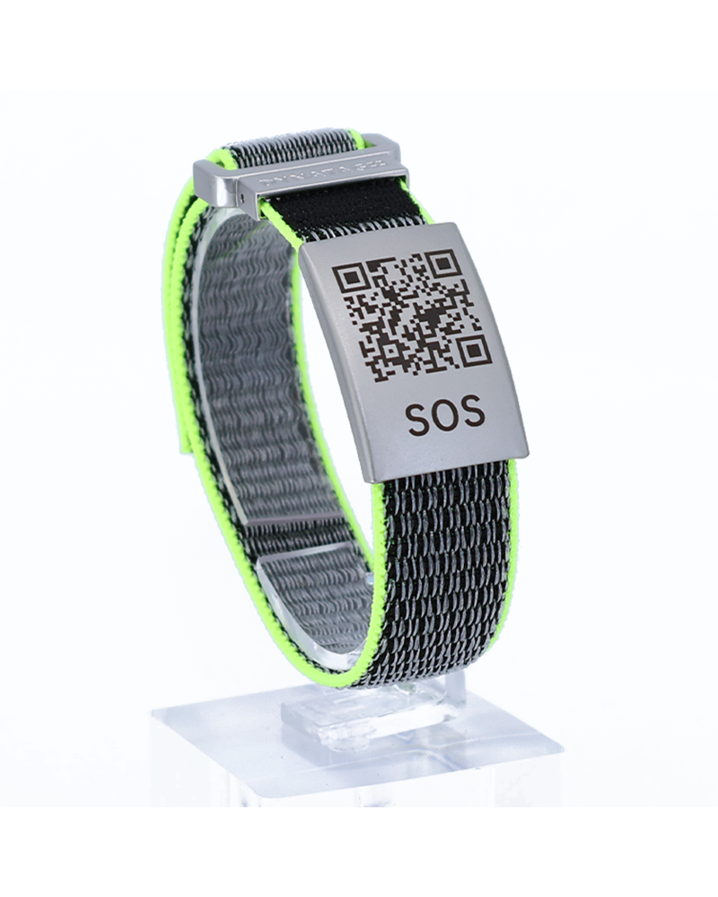 SOS textiel Noodarmband Grijs/Neongeel