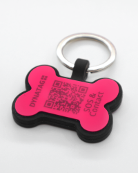 Hundemarke SOS "Knochen" Silikon Pink