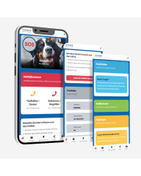 Hundemarke SOS "Knochen" Silikon Rot