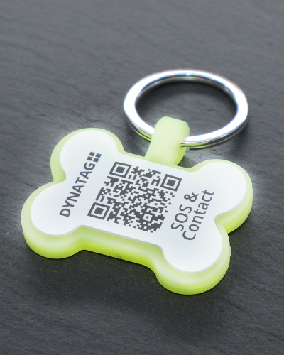 Hondenpenning SOS "Bot" Siliconen Fluorescerend Groen