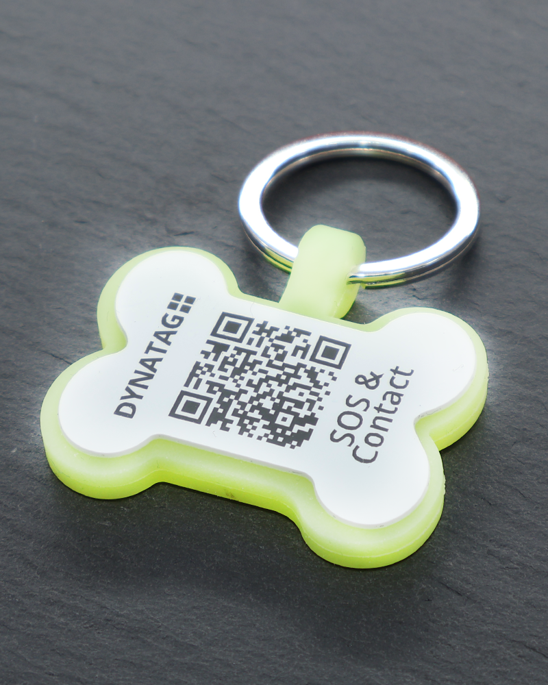 Hondenpenning SOS "Bot" Siliconen Fluorescerend Groen