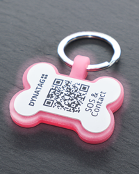 Pet-Tag SOS "Bone" Silicone Glow Pink