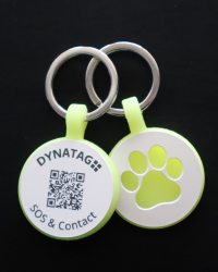 Pet tag round silicone glow Yellow – QR code pet ID with online profile
