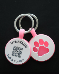 Hundemarke SOS "Knochen" Silikon Rot