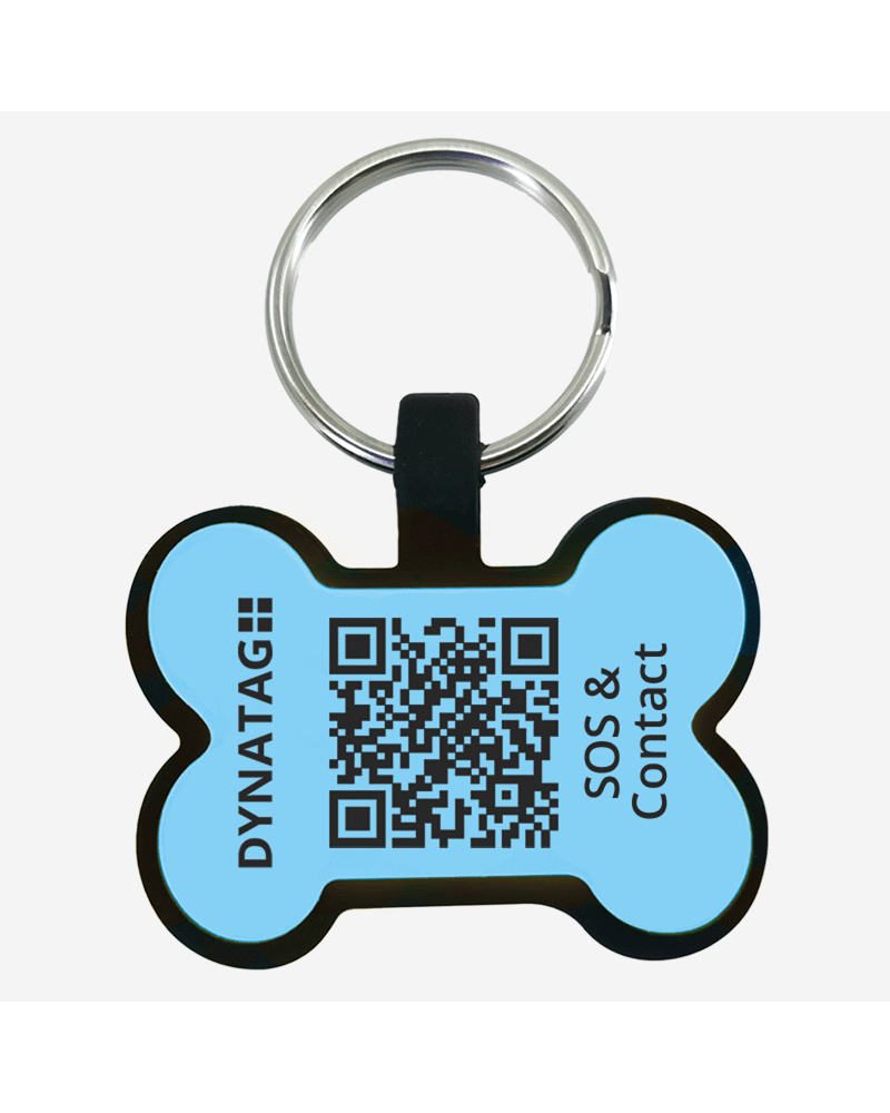 Hundemarke SOS Knochen Silikon Blau