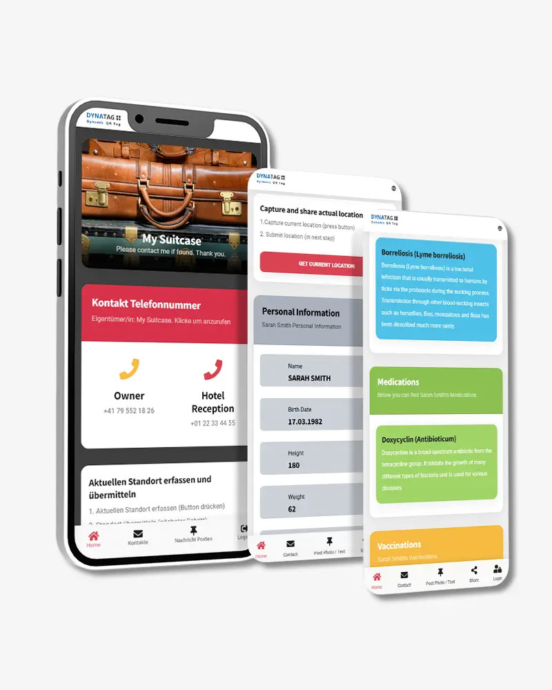 SOS Gepäckanhänger mit QR-Code / NFC Chip - Fünferpack