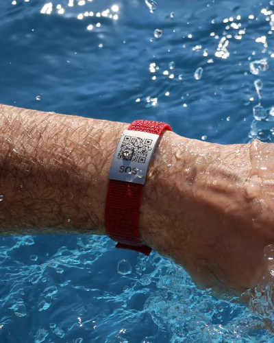 SOS Noodarmband Textiel Rood