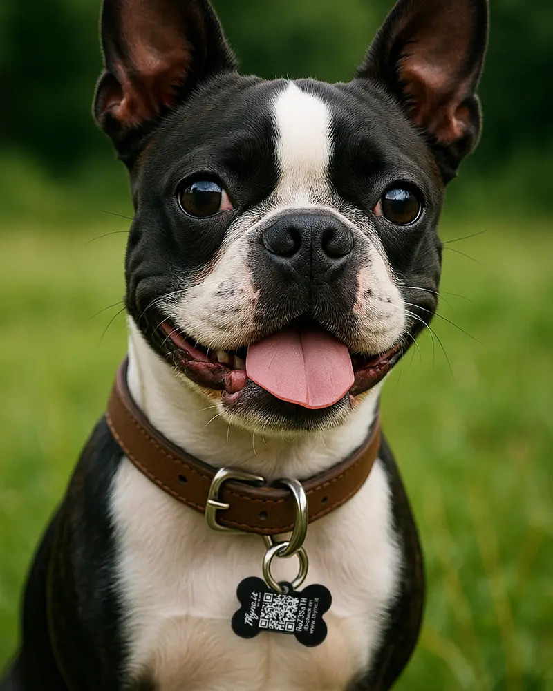 Dog tag bone shape aluminum Black – QR code pet ID with online profile