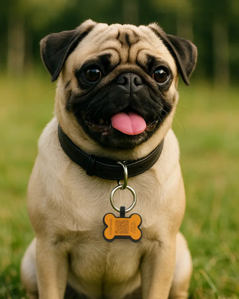 Dog tag bone shape silicone Coral – QR code pet ID with online profile