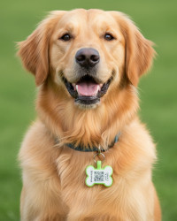 Hundemarke SOS "Knochen" Silikon Fluoreszierend Grün