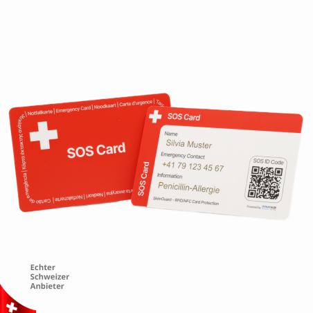 SOS Notfallkarte mit QR-Code – Medizinische Notfallkarte mit RFID-Schutz