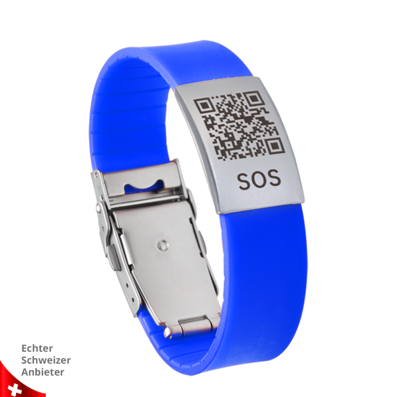 Notfallarmband mit QR-Code und Silikonarmband