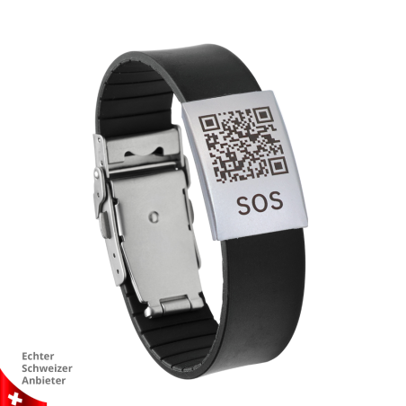 Emergency wristband with QR code and silicone wristband