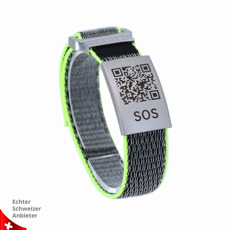 SOS Armband Textil mit QR-Code | Notfallarmband | DynaTag