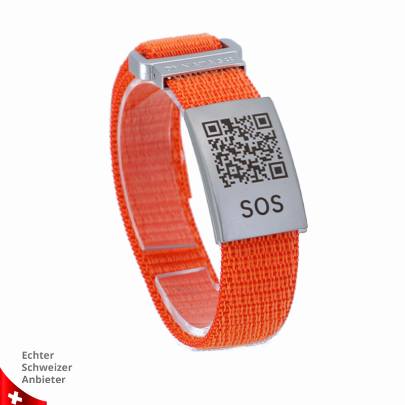 SOS Armband Textil mit QR-Code | Notfallarmband | DynaTag