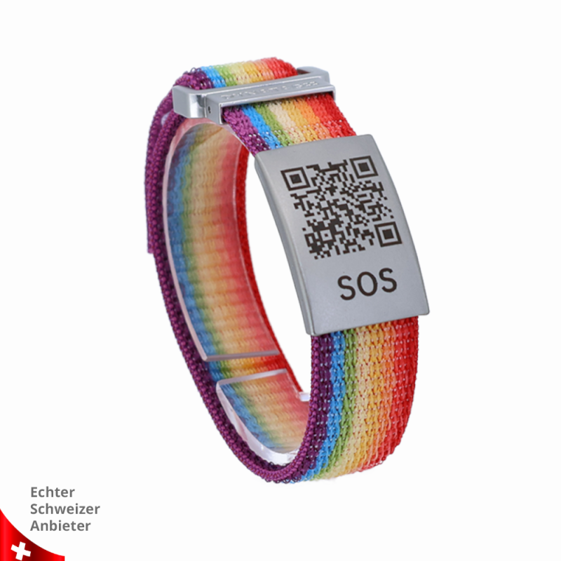 SOS Armband Textil mit QR-Code | Notfallarmband | DynaTag