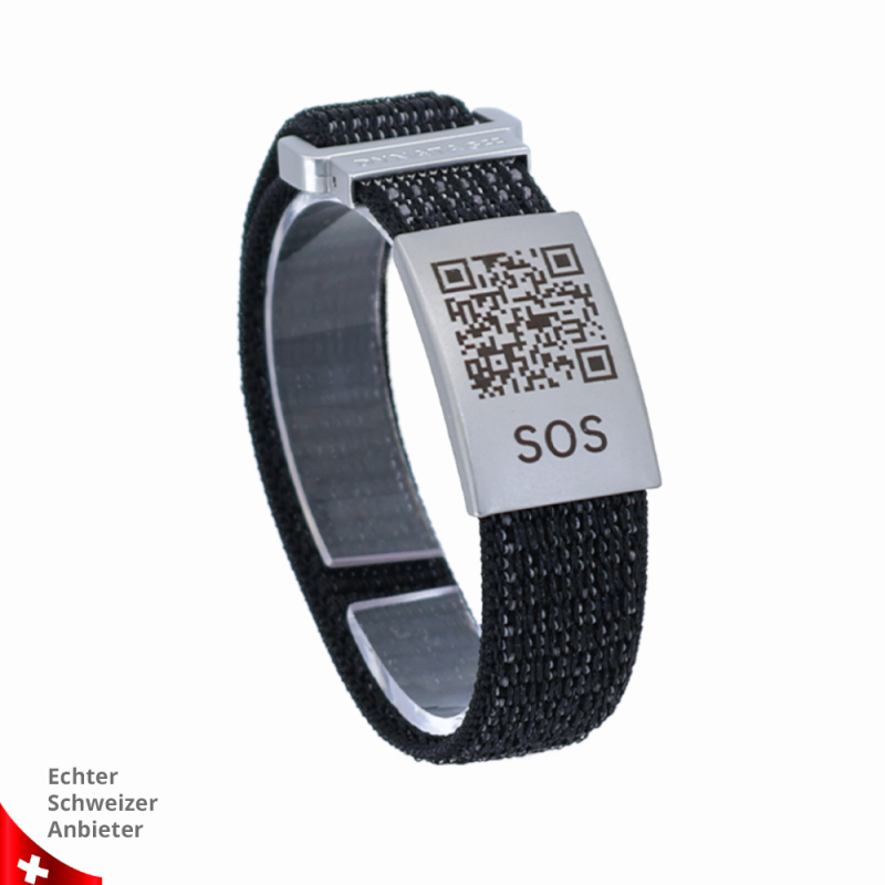 SOS Armband Textil mit QR-Code | Notfallarmband | DynaTag
