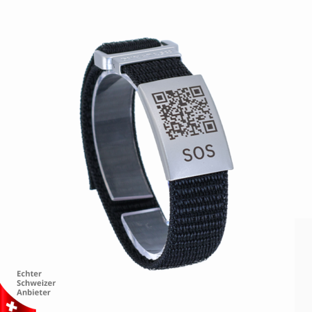 SOS Armband Textiel met QR-code | Noodarmband | DynaTag