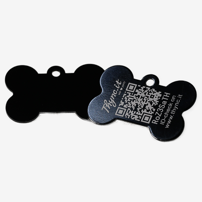 Hundemarke Knochenform Aluminium – QR-Code Tier-ID mit Online-Profil
