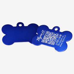 Hundemarke Knochenform Aluminium – QR-Code Tier-ID mit Online-Profil