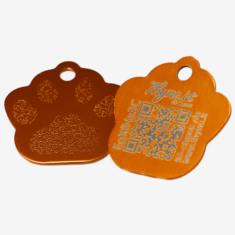 Tiermarke Pfotenform Aluminium – QR-Code Tier-ID mit Online-Profil
