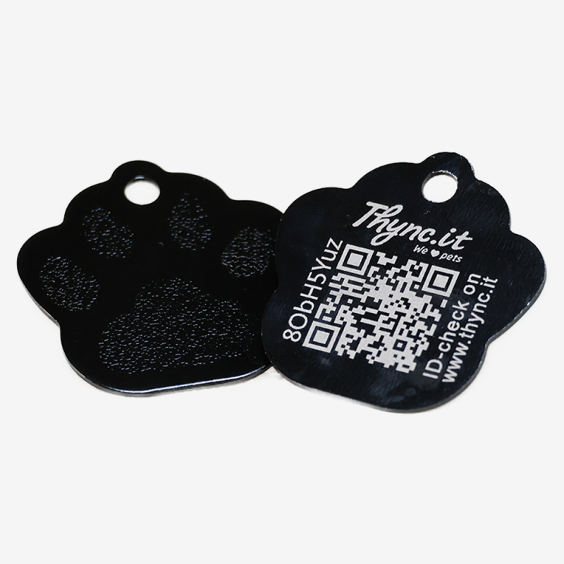 Dierenpenning pootvorm aluminium Blauw – QR-code dier-ID met online profiel