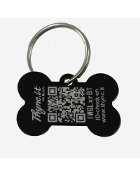 Dog tag bone shape aluminum Black – QR code pet ID with online profile