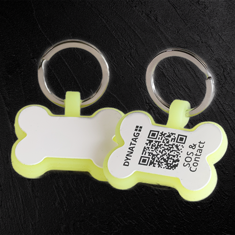 Pet-Tag SOS "Bone" Silicone Glow Green