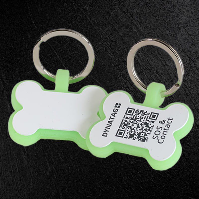 Pet-Tag SOS "Bone" Silicone Glow Green