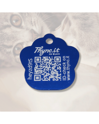 Pet tag paw shape aluminum Blue – QR code pet ID with online profile