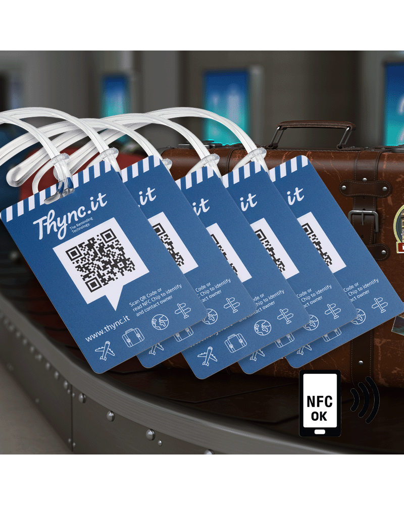 SOS Gepäckanhänger mit QR-Code / NFC Chip - Fünferpack