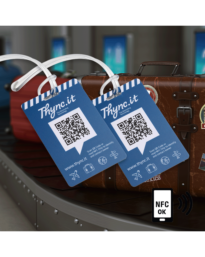 Digital luggage tag with QR code and NFC – twin pack