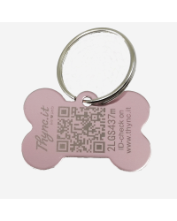 Hundemarke Knochenform Aluminium Rosa – QR-Code Tier-ID mit Online-Profil