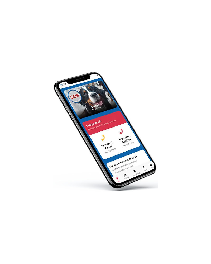 Hondenpenning botvorm aluminium Blauw – QR-code dier-ID met online profiel