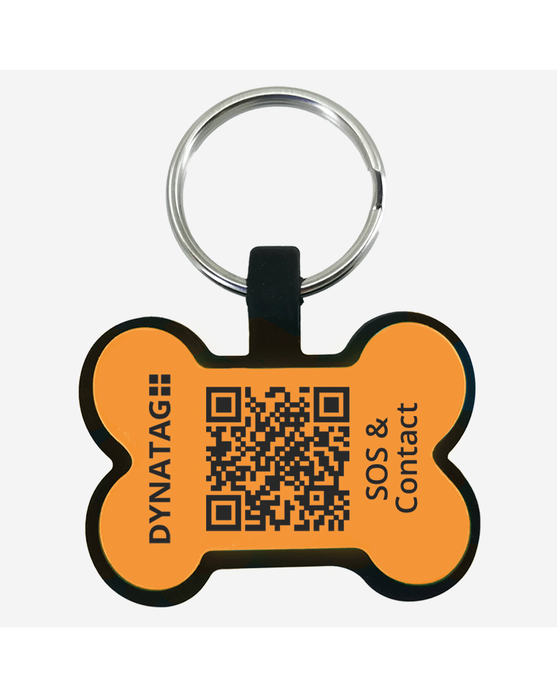 Dog tag bone shape silicone Coral – QR code pet ID with online profile