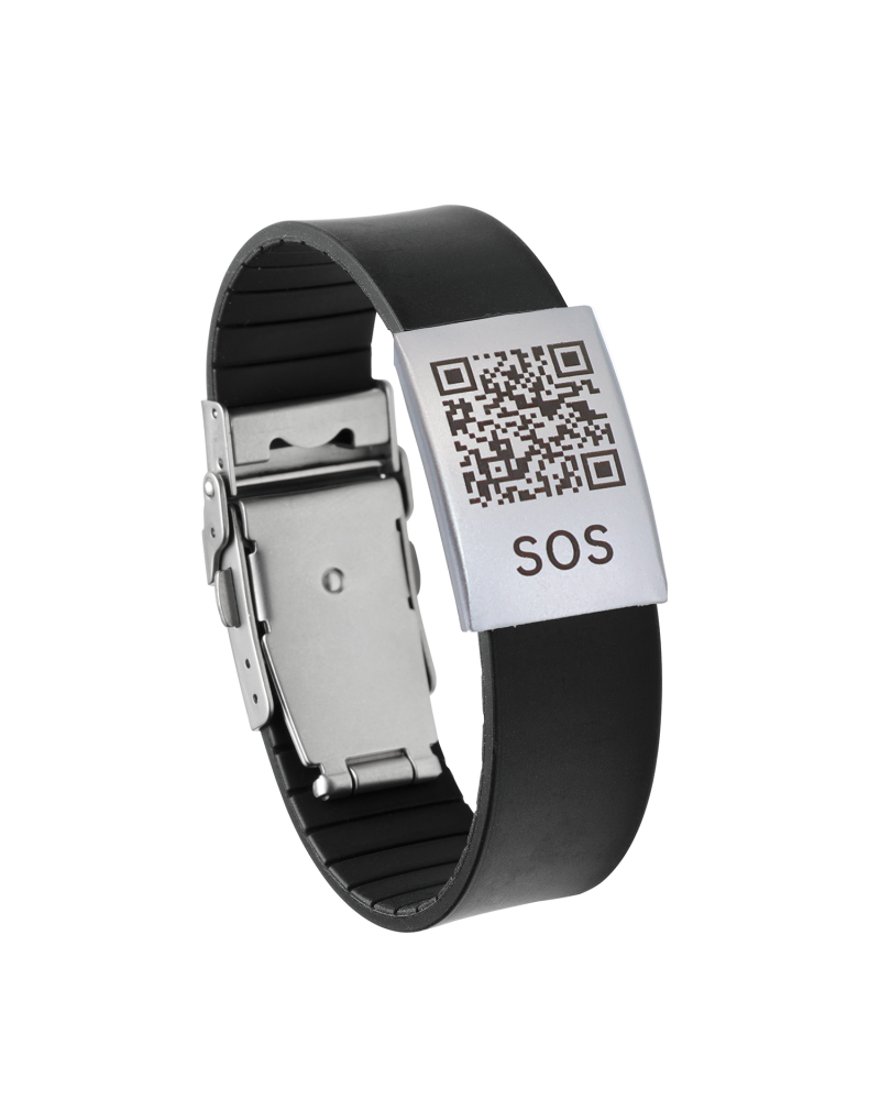 SOS Notfallarmband schwarz