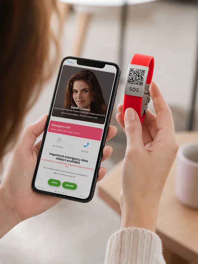 Activate and configure the SOS emergency wristband with QR code
